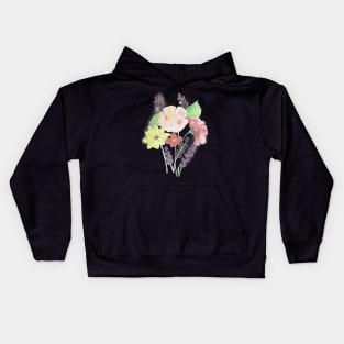 watercolour pink flowers watercolor purple flowers pink and purple flowers Kids Hoodie